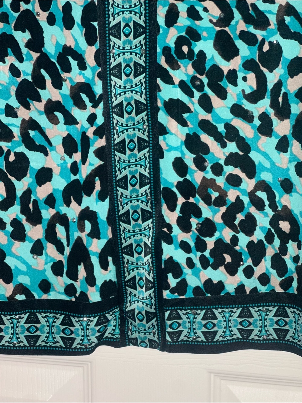INC International Concepts Turquoise Black Leopard Print Tunic - Picture 4 of 10